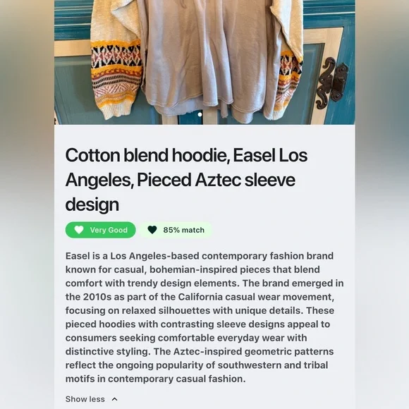 easel Light Beige Knit Hoodie with Drawstring - Picture 4 of 5